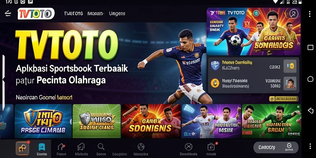 Screenshot utama TVTOTO menampilkan pengguna sedang melakukan taruhan olahraga.